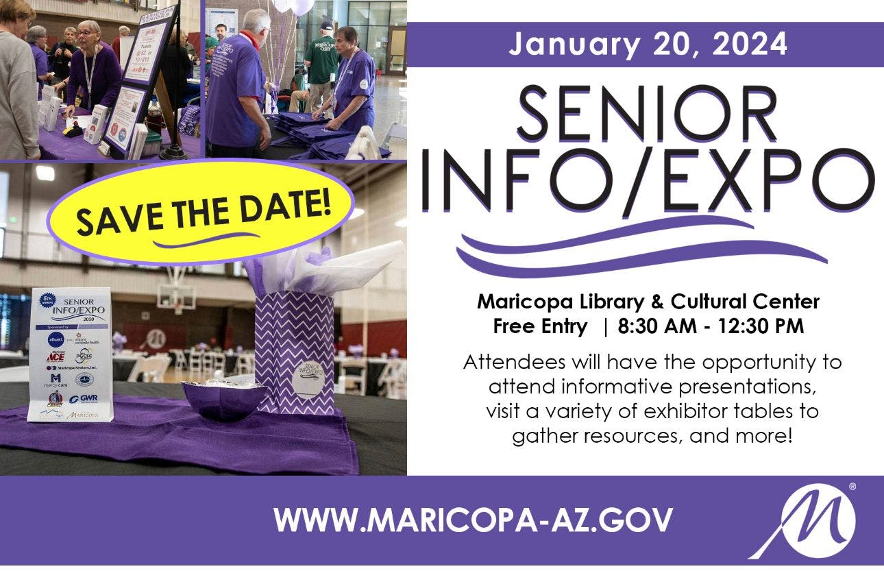 SAVE THE DATE - the 2024 Senior INFO/EXPO - Saturday, January 20th, 2024